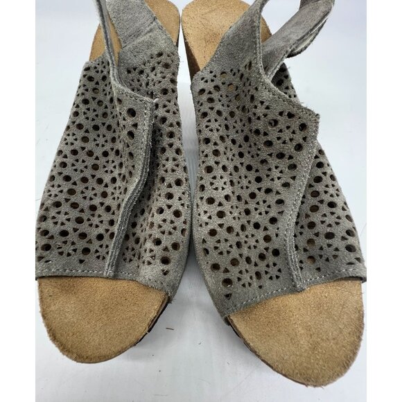 A. Giannetti Womens Slingback Wedge Sandals Size 8.5 Gray Suede Cutouts Peep Toe - Picture 4 of 12